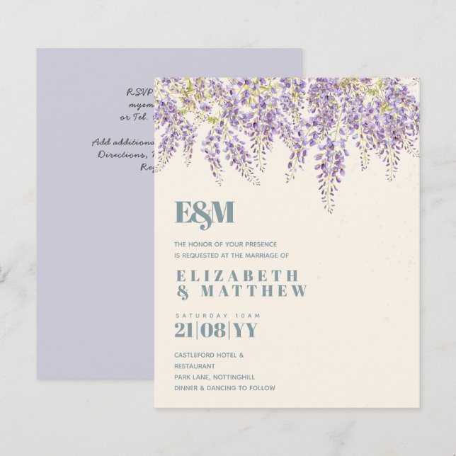 BUDGET Lila Wisteria Sage Blumengarten Hochzeit (Vorne/Hinten)