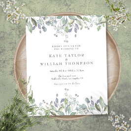 Budget Lilac Greenery Floral Wedding Einladung