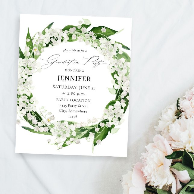 Budget Lily of the Valley Floral Graduation Party Flyer (Von Creator hochgeladen)