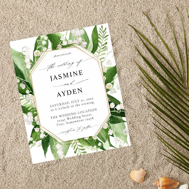 Budget Lily of the Valley White Floral Wedding Flyer (Von Creator hochgeladen)