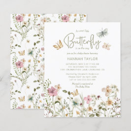 Budget Little Butterfly Girl Babydusche Einladung