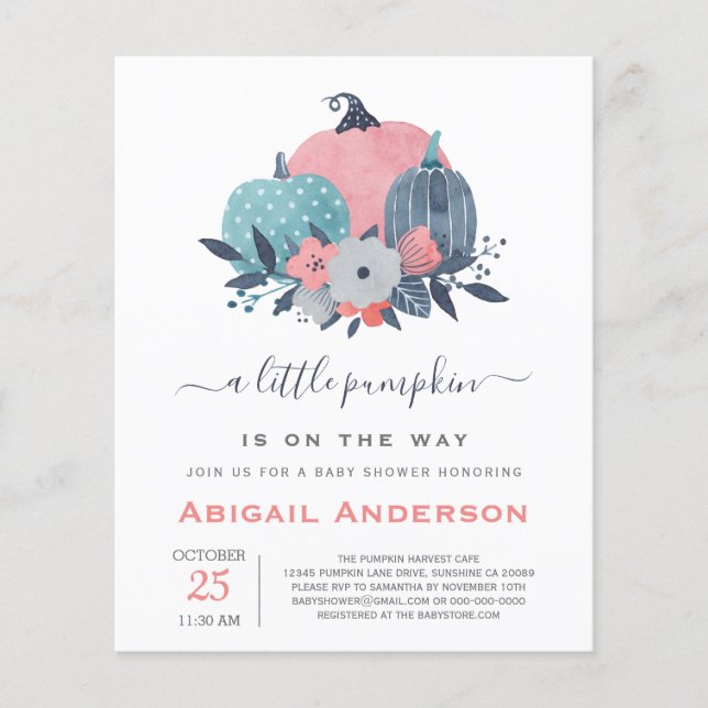 Budget Little Pumpkin Baby Shower Invitation  Flyer (Vorne)