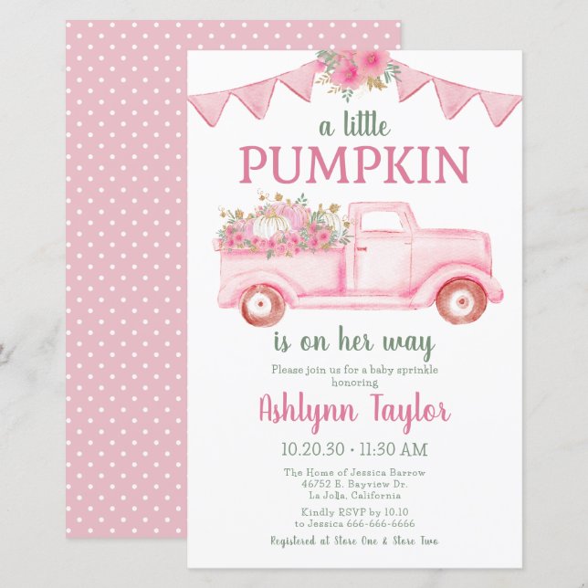 Budget Little Pumpkin Girl Baby Sprinkle (Vorne/Hinten)