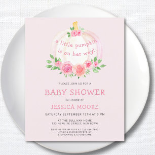Budget Little Pumpkin Pink Girl Babydusche Einladu