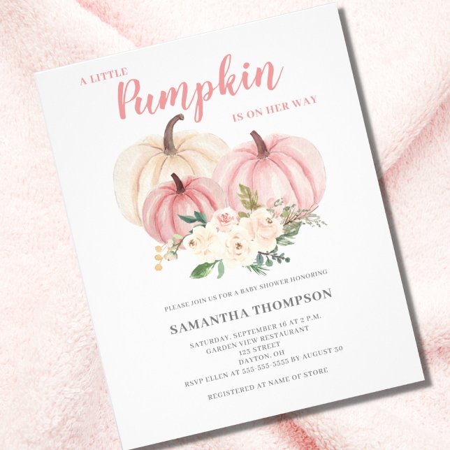 Budget Little Pumpkin Pink Kinderdusche Einladung Flyer (Von Creator hochgeladen)