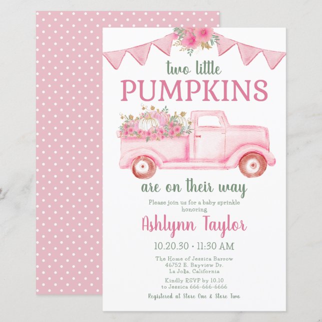 Budget Little Pumpkin Twin Girl Baby Sprinkle (Vorne/Hinten)