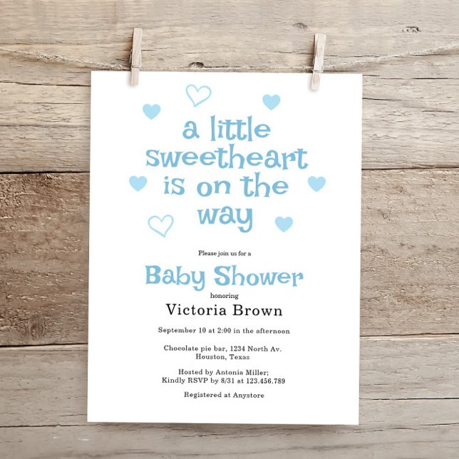 Budget Little Sweetheart Boy Baby Shower Einladung (Von Creator hochgeladen)