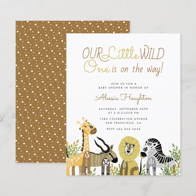 Budget Little Wild One Safari Animals Baby Dusche (Vorne/Hinten)
