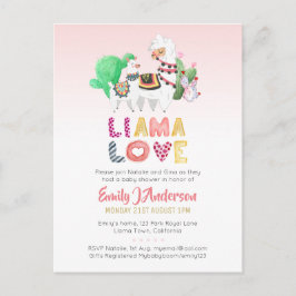 BUDGET Llama Mama Baby Liebe Pink Girls Dusche Postkarte
