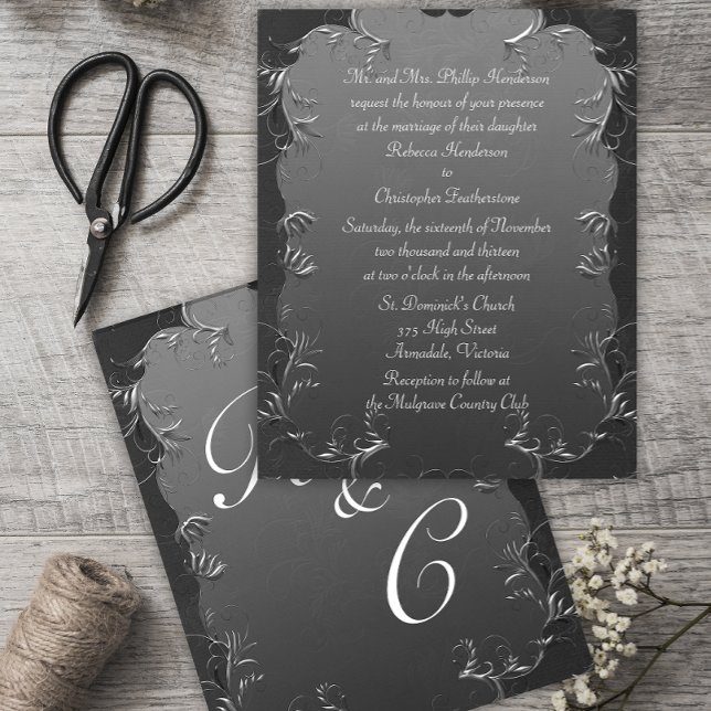 Budget Luxury Elegant Gray Blüh Wedding Einladung Flyer (Von Creator hochgeladen)