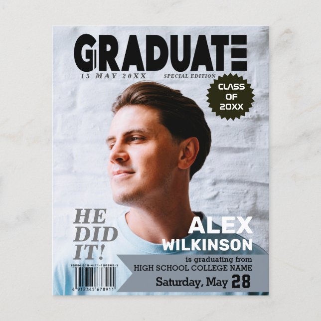 BUDGET Magazine Cover Style Typ Grad Ankündigung (Vorderseite)