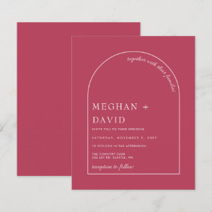 Budget Magenta Modern Arch Wedding Einladung