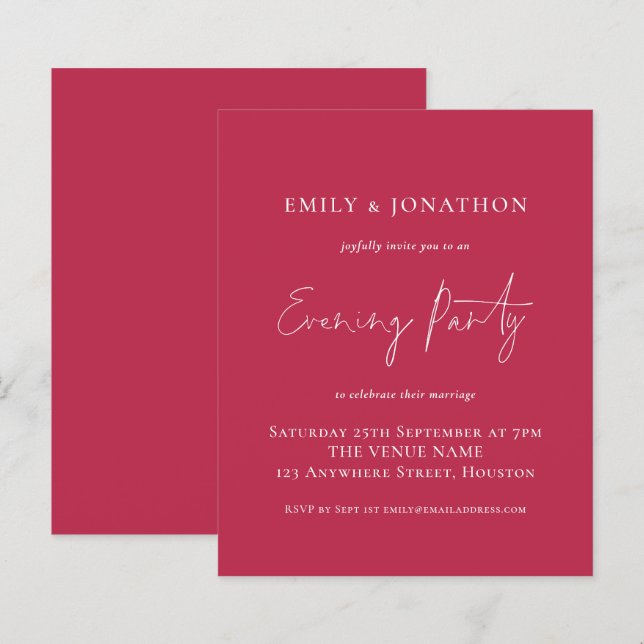 Budget Magenta Wedding Abend Party (Vorne/Hinten)