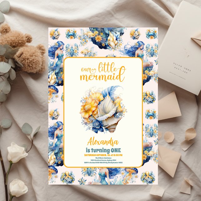 Budget Magic Mermaid 1. Geburtstag Party Flyer (Von Creator hochgeladen)