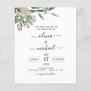 Budget Magnolia Eucalyptus Wedding Einladung Flyer