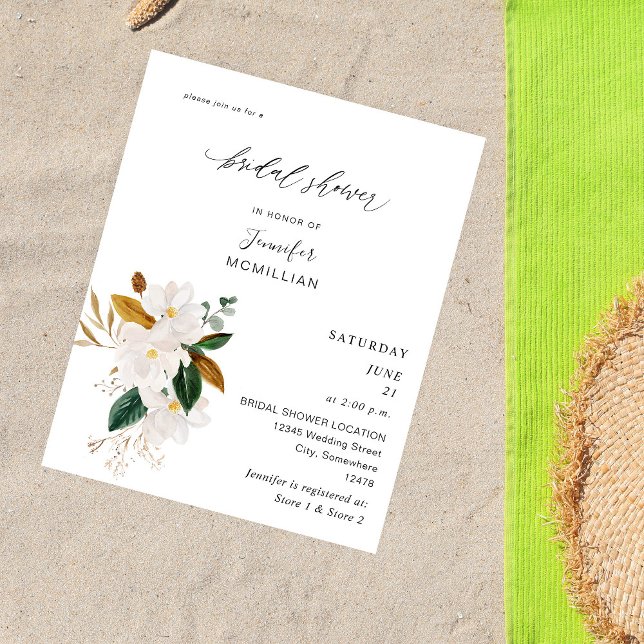 Budget Magnolia Weißes Brautparty Flyer (Von Creator hochgeladen)