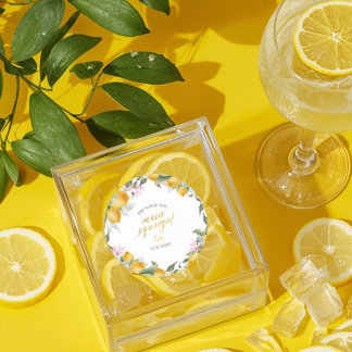 Budget Main Squeeze Lemon Wreath Bridal Shower Runder Aufkleber