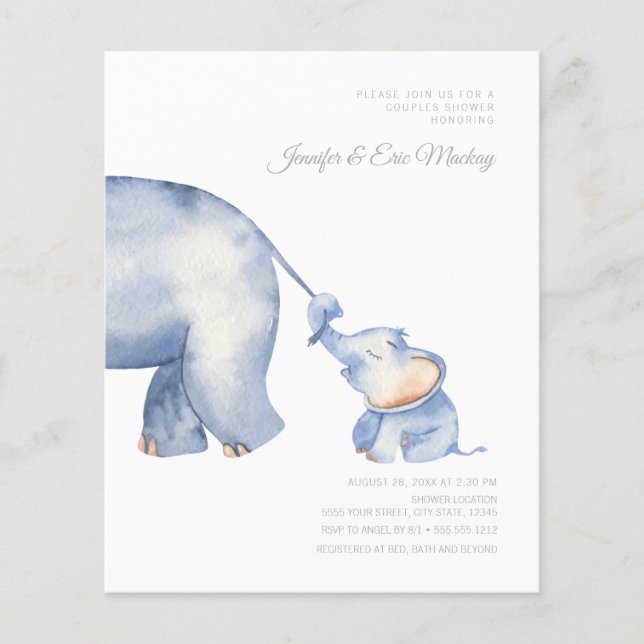 Budget Mama und Baby Elephant Baby Dusche (Vorderseite)