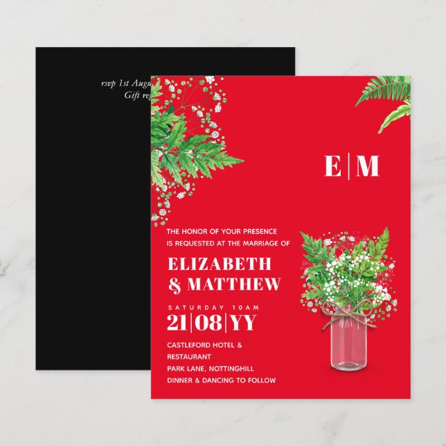 BUDGET Mariage Inviter Fern Greenery Feuilles (Devant / Derrière)