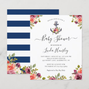Budget-Maritimes-Floral-Baby-Shower-Einladung