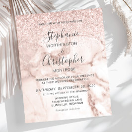 Budget Marmor Rose Gold Glitzer Hochzeit Einladung