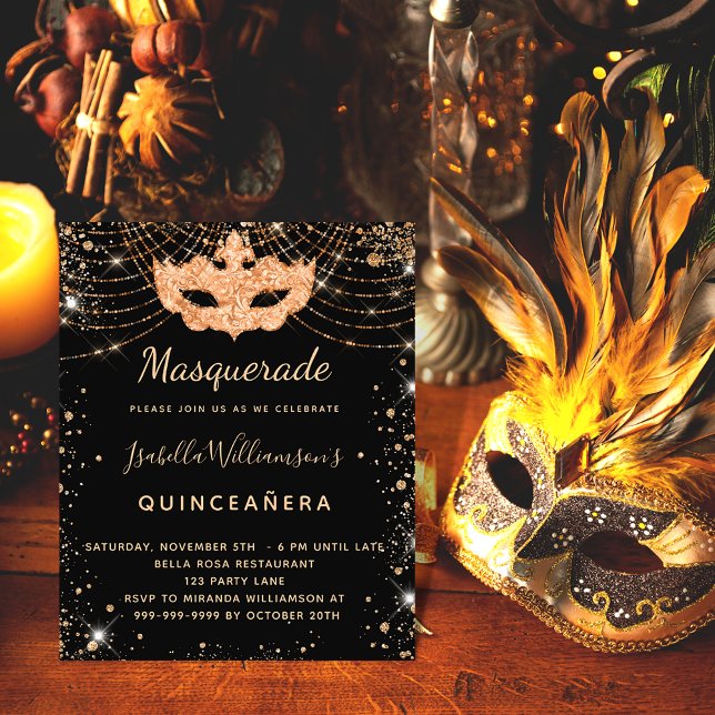 Budget Maskerade schwarzen Glitzer Quinceanera (Von Creator hochgeladen)