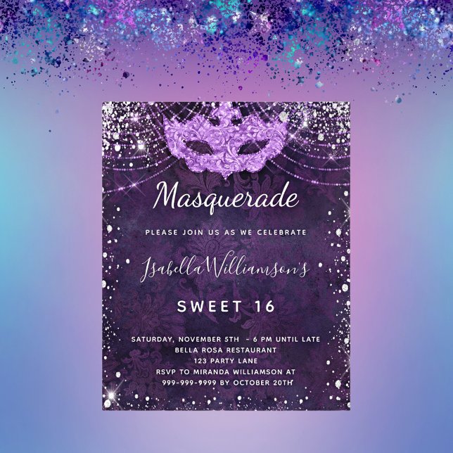 Budget masquerade lila silber Glitzer Sweet 16 (Von Creator hochgeladen)