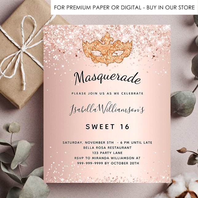 Budget Masquerade Rose Gold Glitzer Sweet 16 (Von Creator hochgeladen)