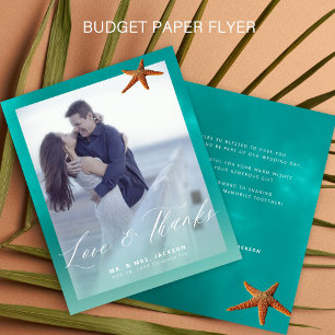 Budget-Maßgeschneiderte Strandhochzeit Danke Foto Flyer