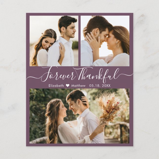 Budget Mauve Foto Collage Wedding Vielen Dank Flye (Vorderseite)