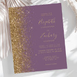 Budget Mauve Gold Imitats Glitzer Hochzeit Einladu<br><div class="desc">Die links Kulisse dieser modernen Hochzeitseinladung besticht durch einen vergoldeten Glitzer mit Imitaten. Der individuell anpassbare Text kombiniert blassgoldene Handschrift, Copperplate und kursiv Schriftart auf lila Hintergrund. Auf der Rückseite ist ein passendes Mauve- und Golddesign. HINWEIS: Umschläge sind nicht automatisch in diese Einladungen mit dem Budget eingeschlossen. Bitte denken Sie...</div>