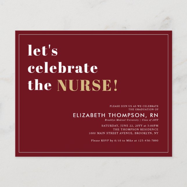 Budget Medical School Grad Nurse Graduation Party (Vorderseite)