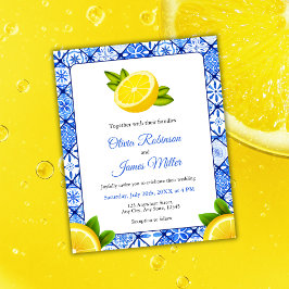 Budget Mediterrane Tile Lemon Hochzeit Einladung