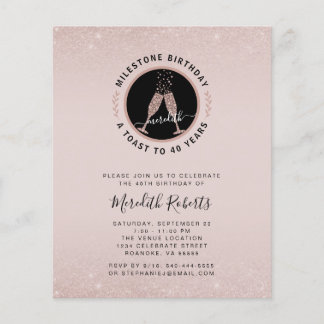 Budget Meilenstein 40. Geburtstag Champagner Einla