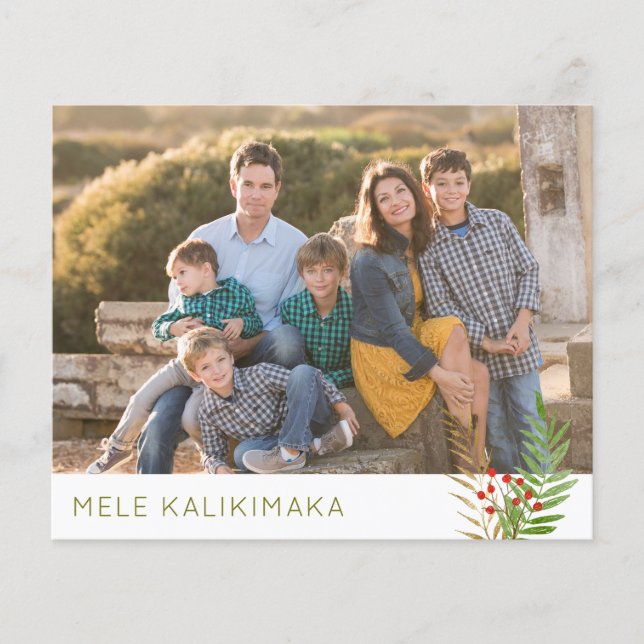 Budget MELE KALIKIMAKA Blätter Urlaub 3 Fotokarte (Vorderseite)