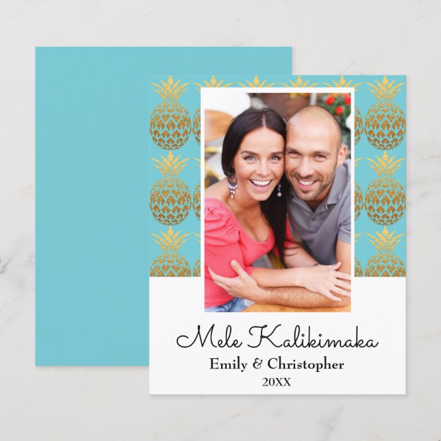 Budget Mele Kalikimaka Weihnachtsfotokarte (Vorne/Hinten)