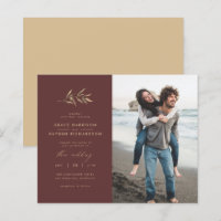 Budget Merlot & Branch Wedding Foto Einladung