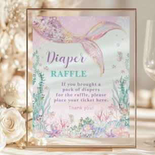 Budget Mermaid Baby Dusche Windel Raffle Schild