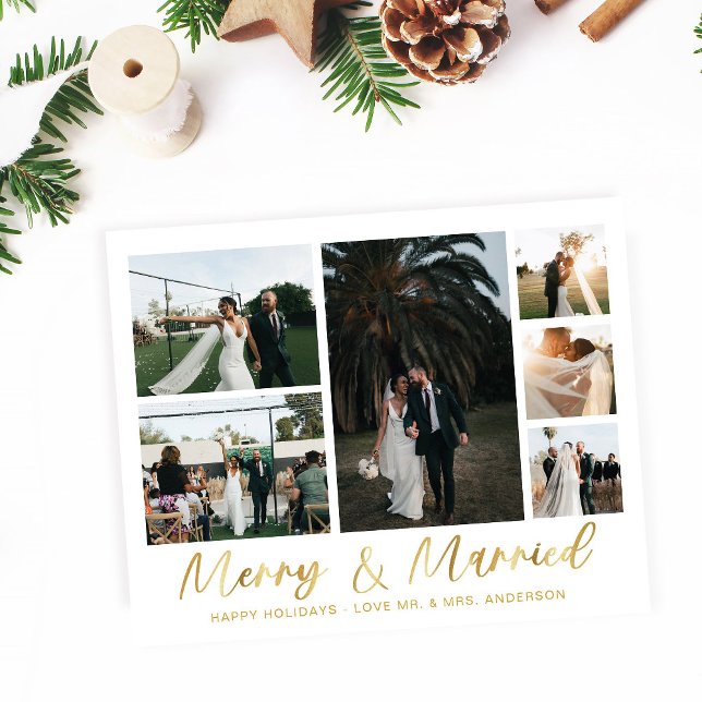 Budget Merry & Verheiratet Gold Multi-Foto Flyer (Von Creator hochgeladen)