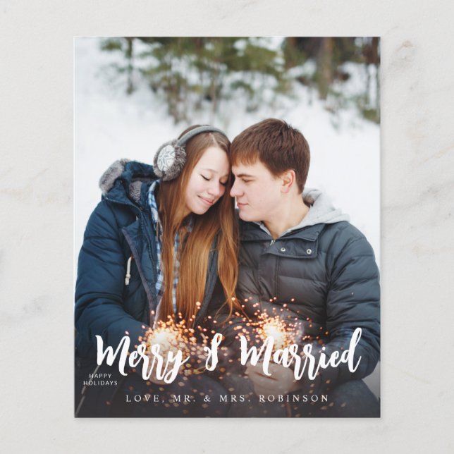 Budget Merry & Verheiratet Minimalistisch V Foto Flyer (Vorne)