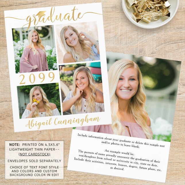 Budget Metallic Gold 5 Foto Graduate Ankündigung (Von Creator hochgeladen)