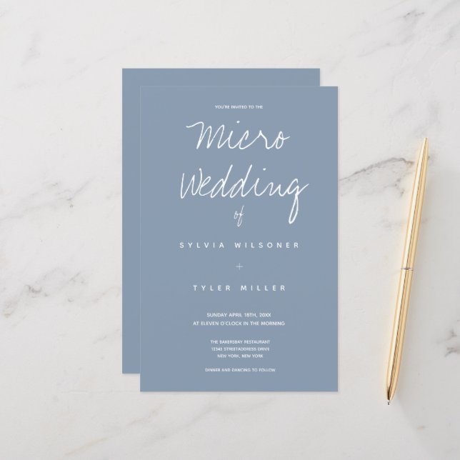 Budget Micro Wedding Dusty Blue Typografy (Vorderseite/Rückseite Beispiel)