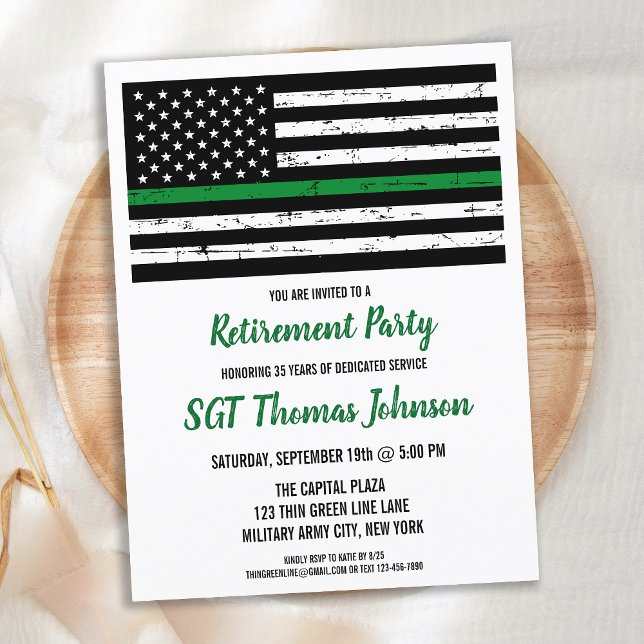 Budget Military Retirement Thin Green Line Invite (Von Creator hochgeladen)