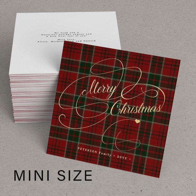 Budget MINI SIZE Frohe Weihnachten karierte Tartan Mitteilungskarte (Von Creator hochgeladen)