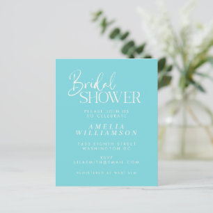 Budget Minimal Aqua Script Brautparty Einladung