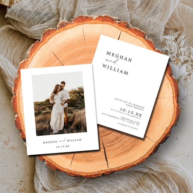 Budget Minimal Boho Foto Hochzeit Einladung Flyer (Von Creator hochgeladen)