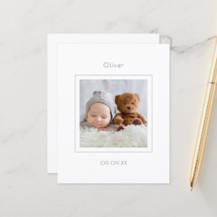 Budget Minimal Foto Baby Boy Geburtsankündigung