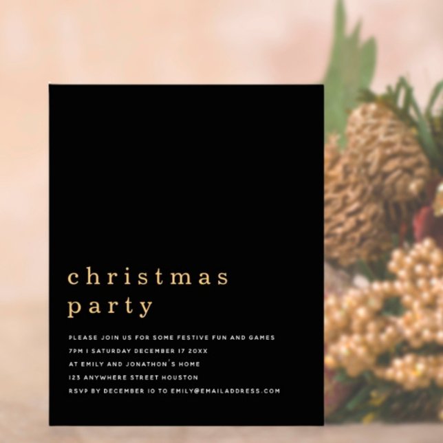 Budget Minimal Gold Black Christmas Party Einladun (Von Creator hochgeladen)