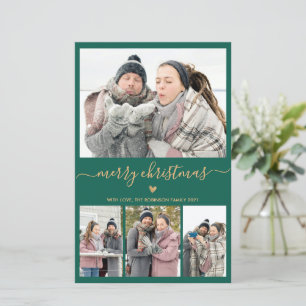 Budget Minimal Green Gold 4 Foto Weihnachtskarte