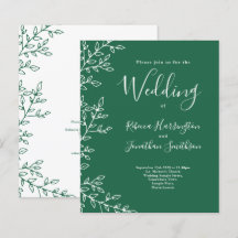 Budget Minimal Leaf Grüne Hochzeit Einladung